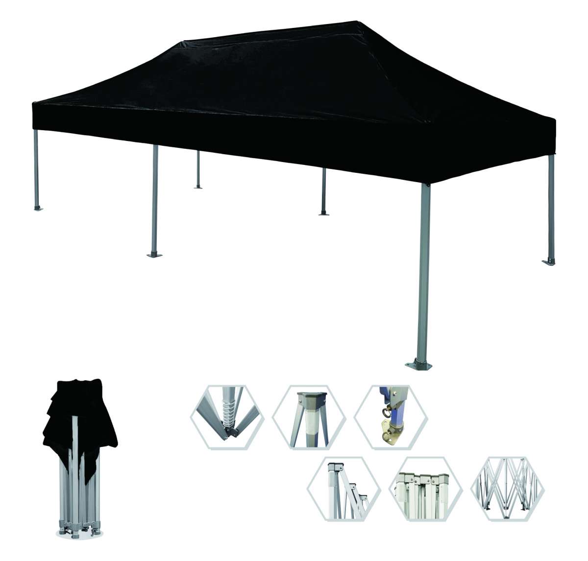FALT-PAVILLON PROFI 3X6M - SCHWARZ